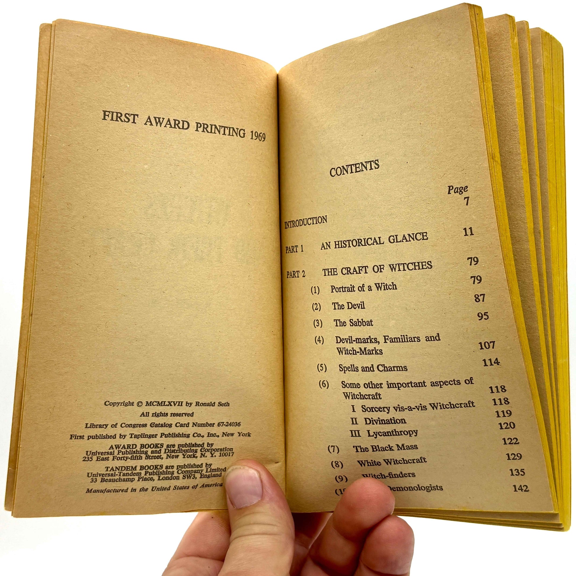 SETH, Ronald “Witches and Their Craft” [Award Books, 1969]