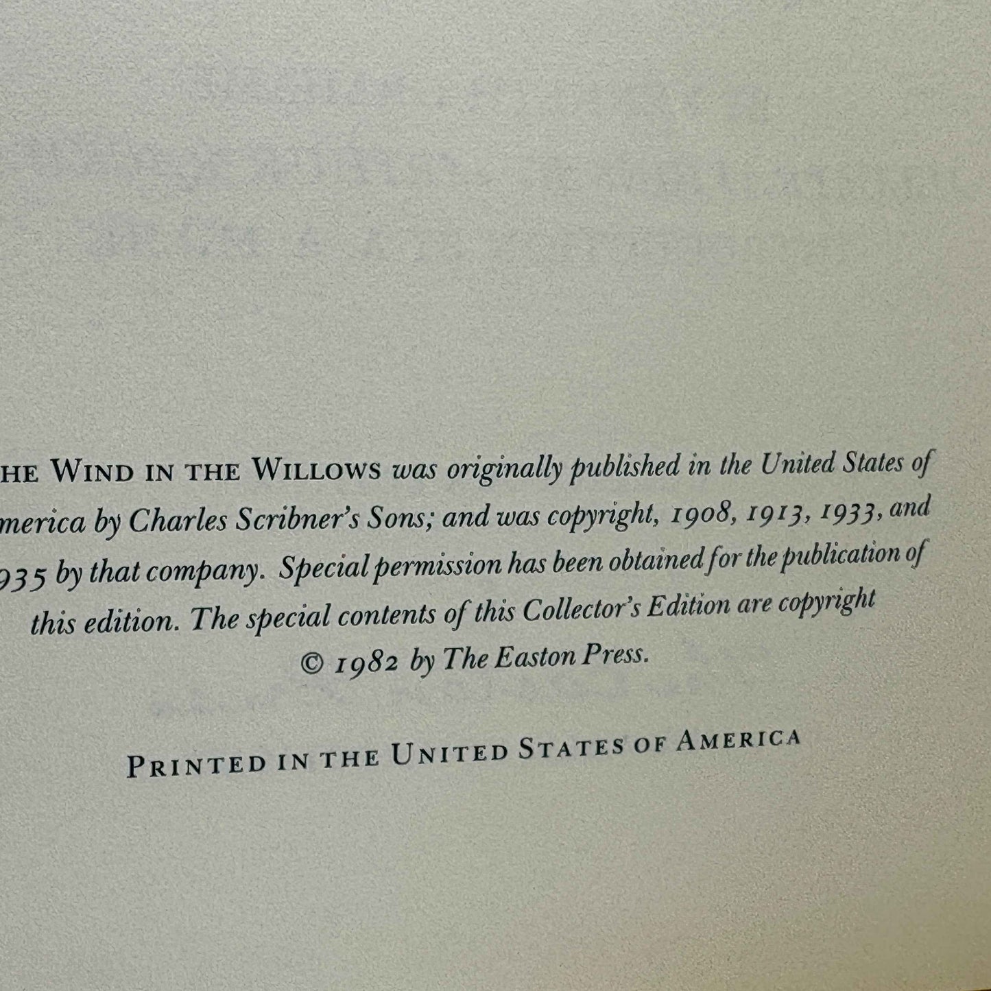 GRAHAME, Kenneth “The Wind in the Willows” [Easton Press, 1982]