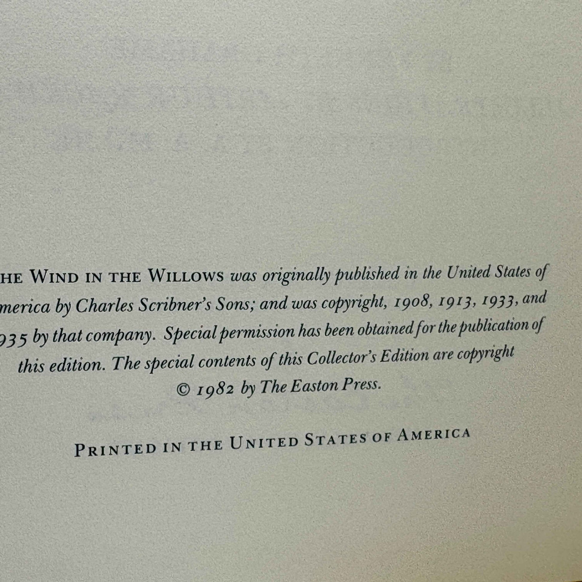 GRAHAME, Kenneth “The Wind in the Willows” [Easton Press, 1982]