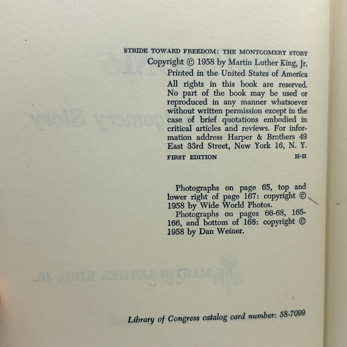 King, Martin Luther, Jr. “Stride Toward Freedom: The Montgomery Story” [Harper, 1958] 1st Edition
