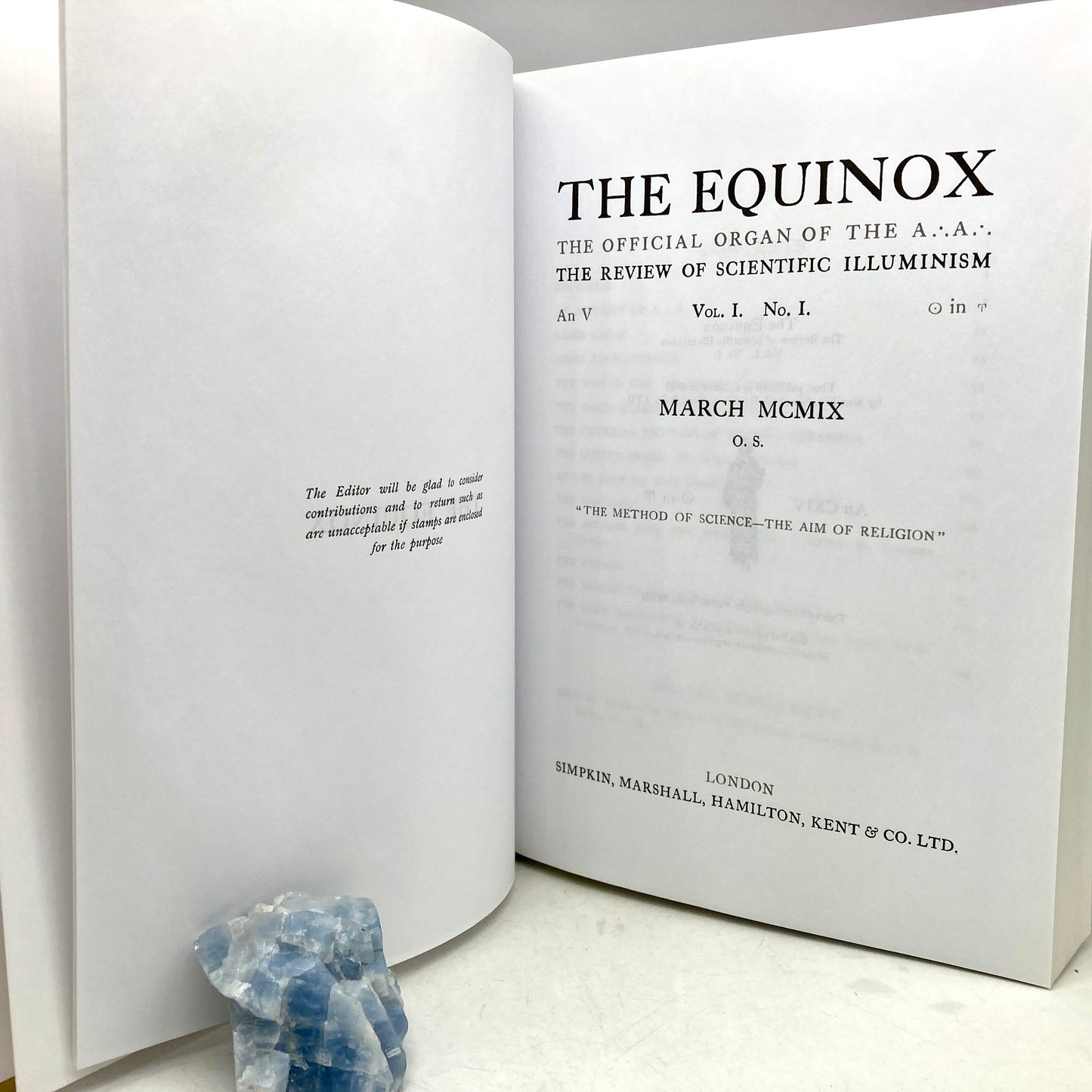 CROWLEY, Aleister "The Equinox: The Review of Scientific Illuminism" [Scott Wilde, 2018]