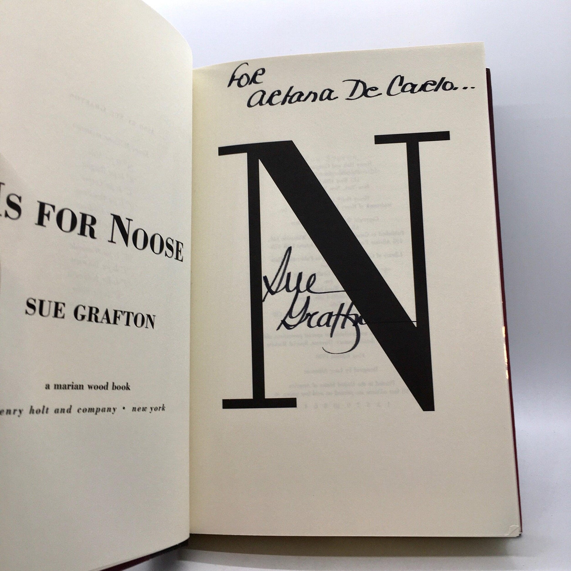 GRAFTON, Sue "N is For Noose" [Henry Holt, 1998] 1st Edition (Signed) - Buzz Bookstore