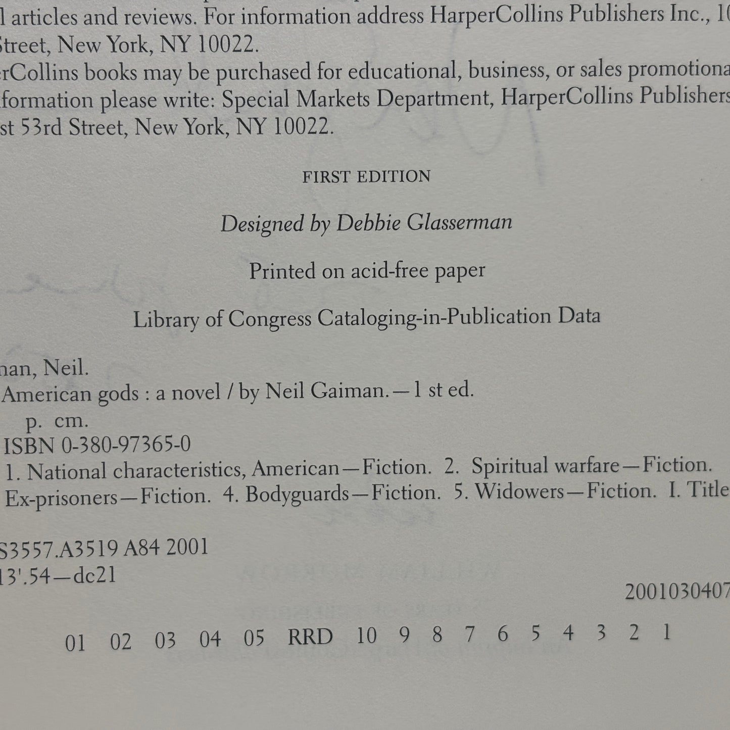 GAIMAN, Neil “American Gods” [William Morrow, 2001] Inscribed 1st Printing