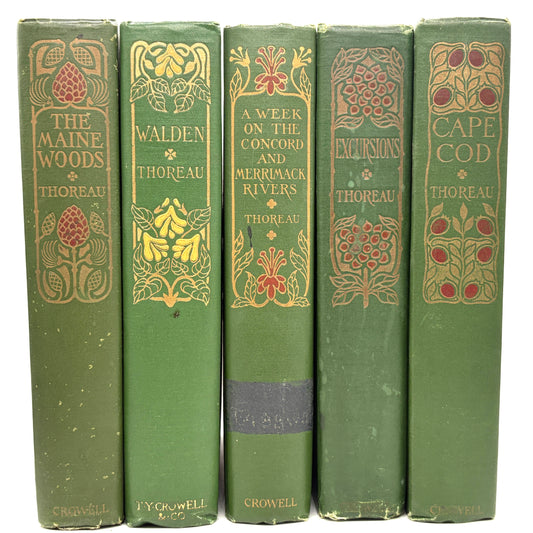 THOREAU, Henry David - 5 with covers by Margaret Armstrong [Crowell, 1908-13]