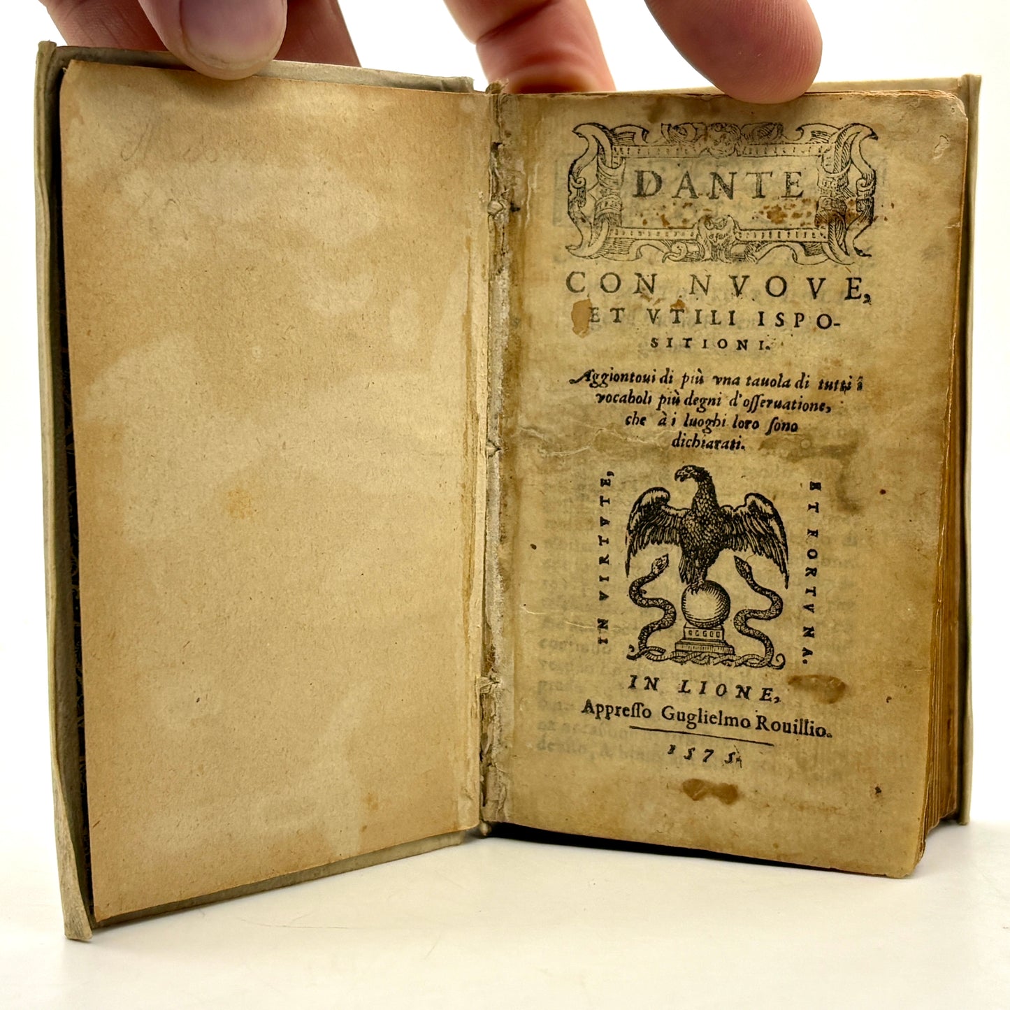 DANTE, Alighieri "Dante con nuove, et utili ispositioni" [Guglielmo Rouillio, 1575] Divine Comedy