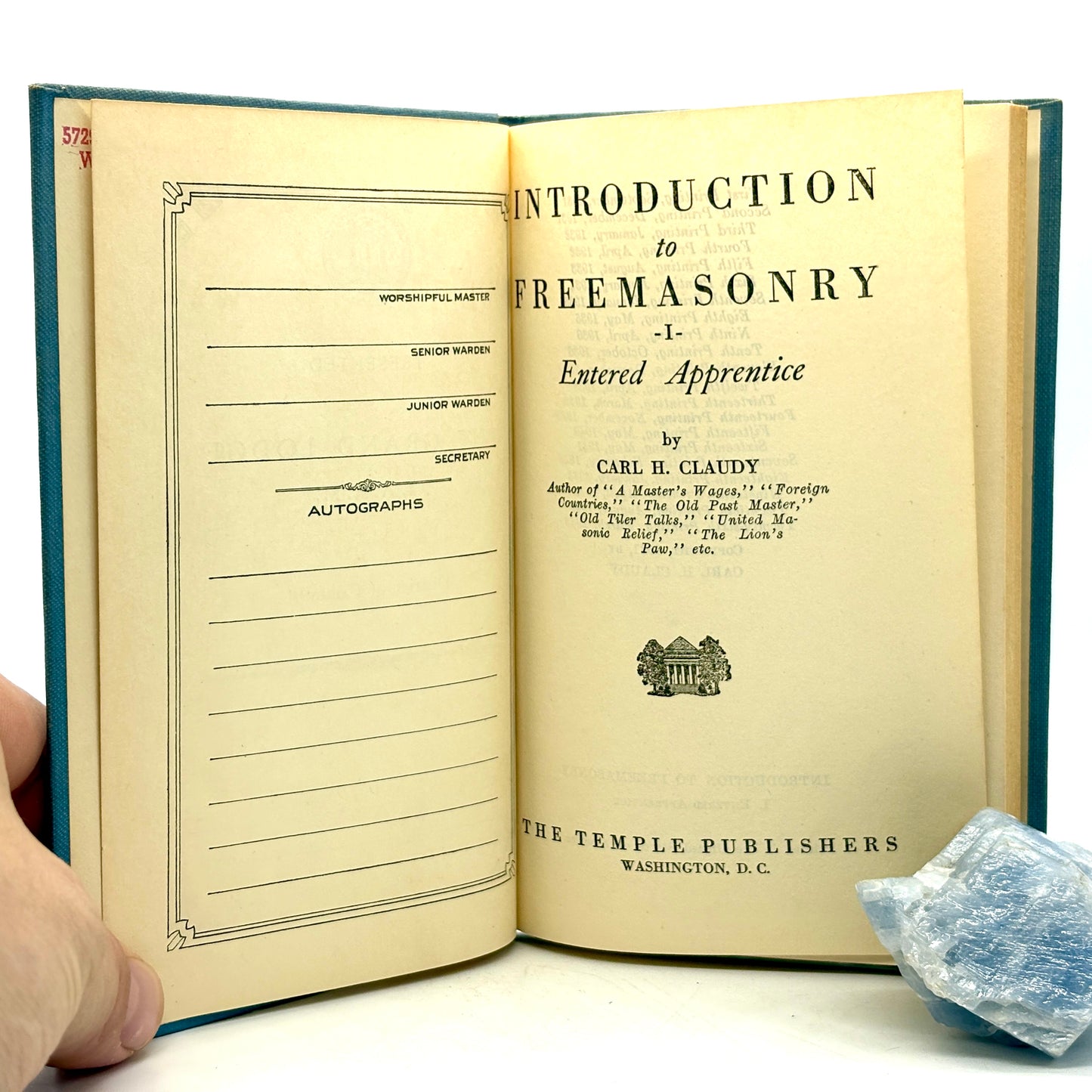 CLAUDY, Carl H. “Introduction to Freemasonry.” [The Temple Publishers, 1945]