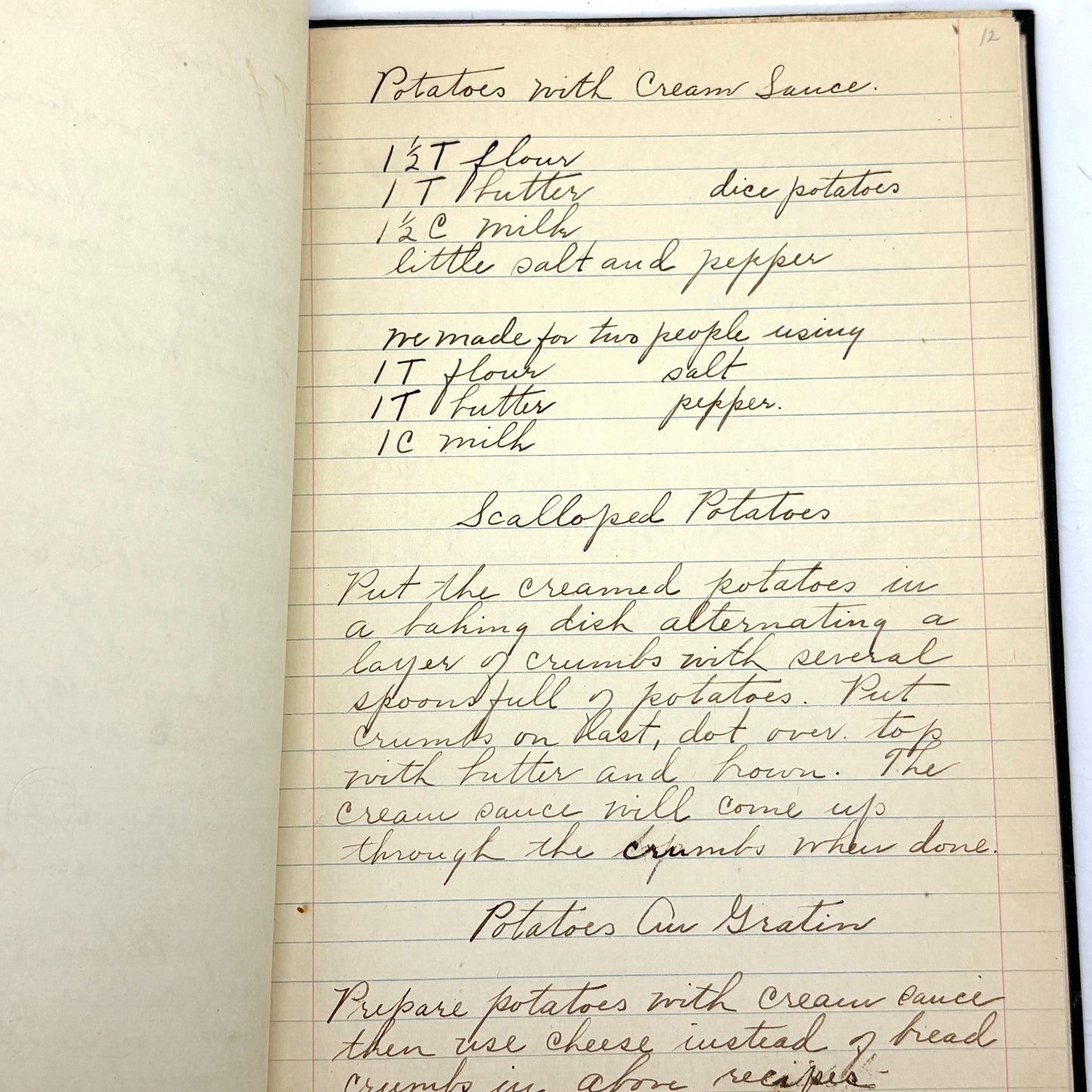OLIPHANT, Annie "Handwritten Notes for Domestic Science/Cookery Course" [c1915–1925]