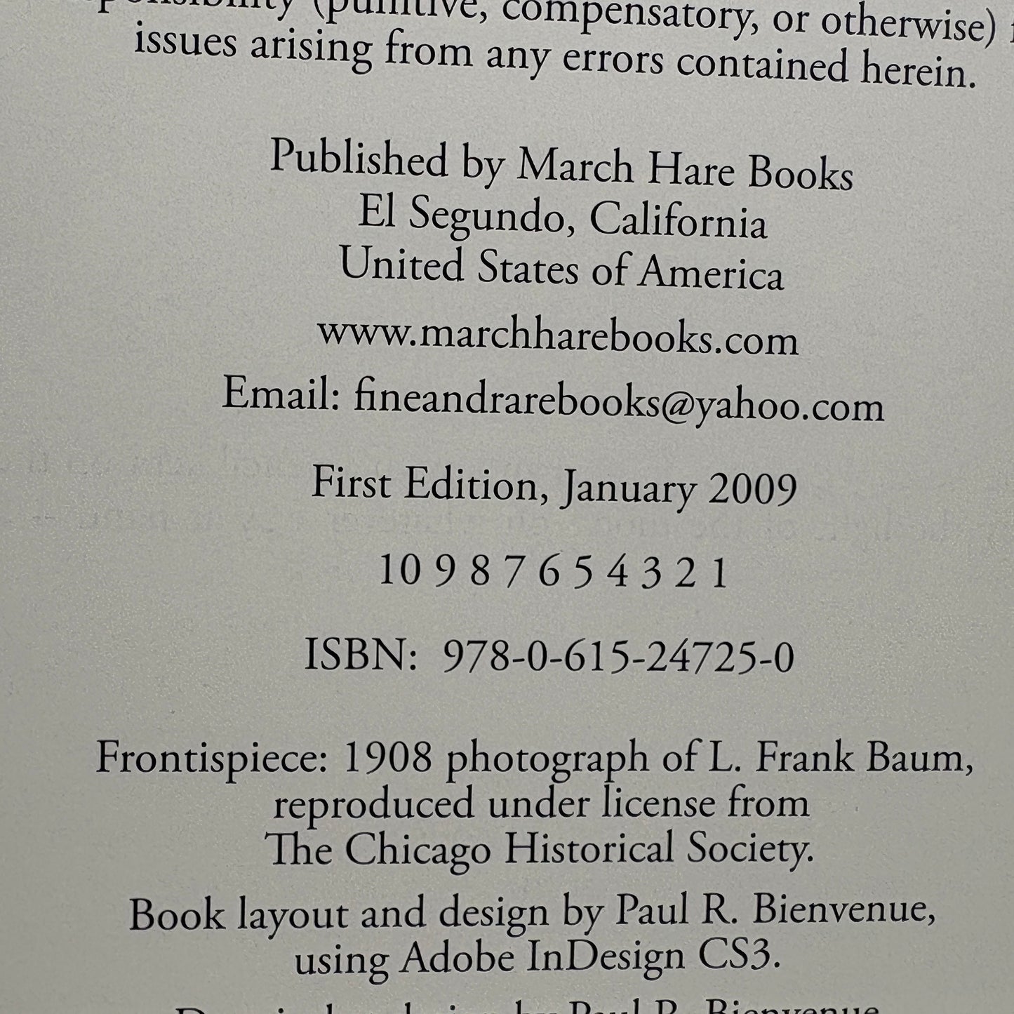 BIENVENUE, Paul R. & SCHMIDT, Robert E. “The Book Collector’s Guide to L. Frank Baum” [2009]