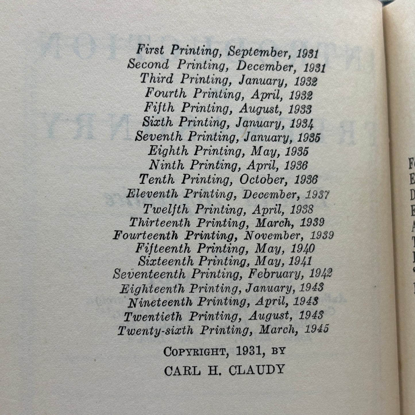 CLAUDY, Carl H. “Introduction to Freemasonry.” [The Temple Publishers, 1945]