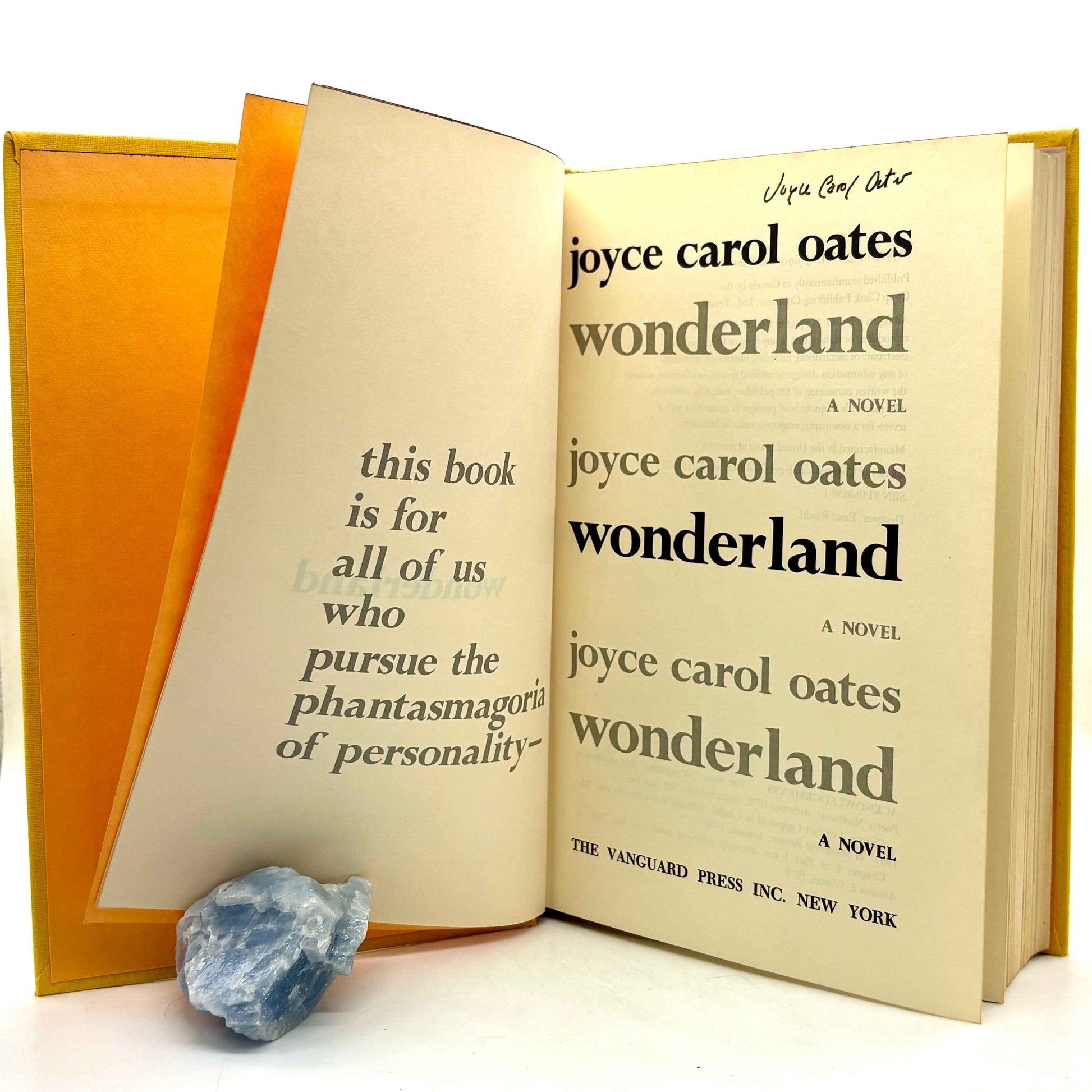 OATES, Joyce Carol "Wonderland" [The Vanguard Press, 1971] Signed 1st Edition