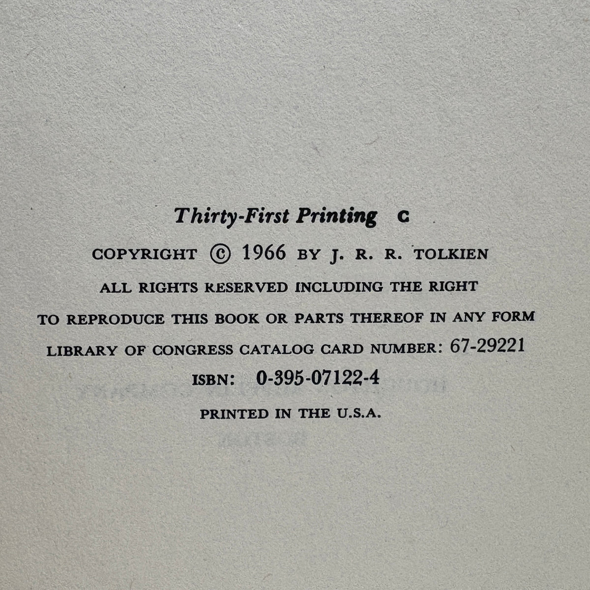 Tolkien, J.R.R. “The Hobbit” [Houghton Mifflin, 1966] 31st Printing